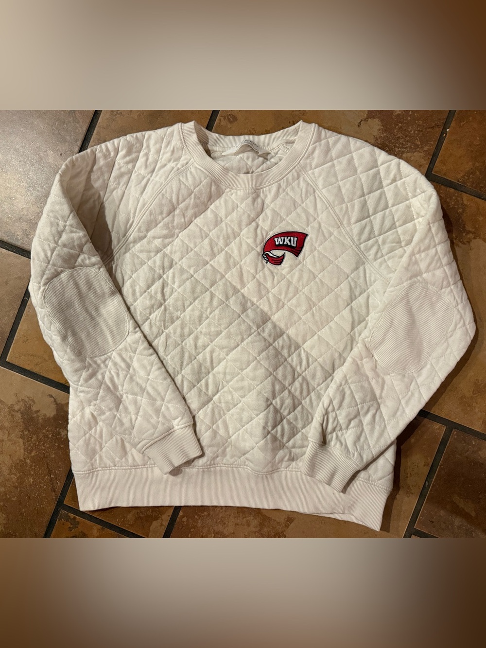 Western Kentucky University Quilted Crewneck Sweatshirt White